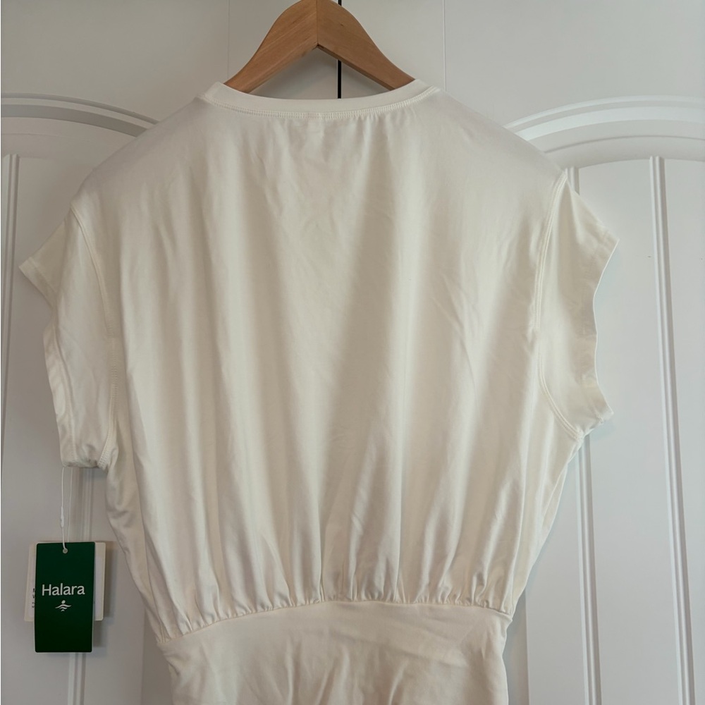 Halara NWT Women's Round Neck Batwing Sleeve Work T-Shirt White Size Small NEW - Picture 10 of 13